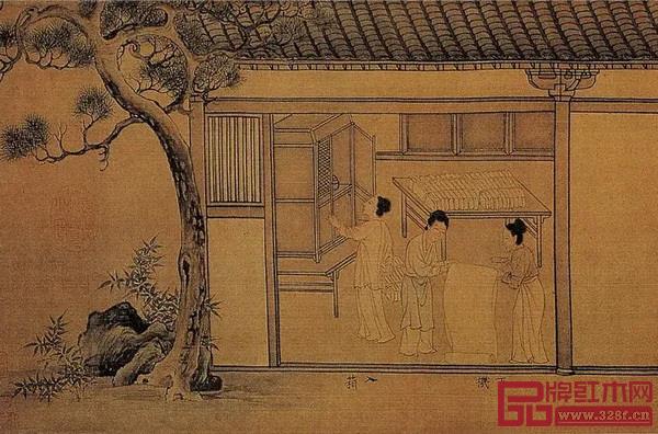 ▲ 宋代《蠶織圖》中的柜,明顯是“橫拉設門”的結構,符合我們今天對柜的認知 ▲ 宋代《蠶織圖》中的柜,明顯是“橫拉設門”的結構,符合我們今天對柜的認知