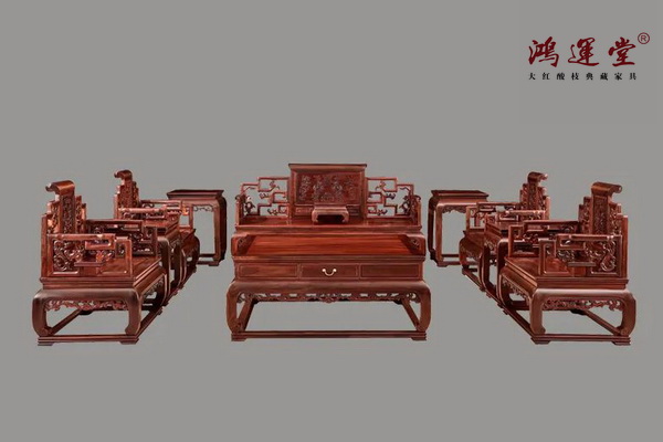 鴻運堂精品推薦 | 大紅酸枝獨板卷書沙發，始于經典，呈現的不只是藝術
