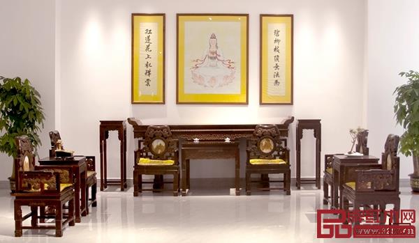波記紫檀館《小葉紫檀靈芝中堂》,寓意吉祥如意 波記紫檀館《小葉紫檀靈芝中堂》,寓意吉祥如意