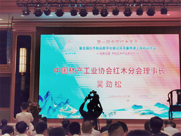 中國林產工業協會紅木分會理事長吳勁松做工作報告 中國林產工業協會紅木分會理事長吳勁松做工作報告